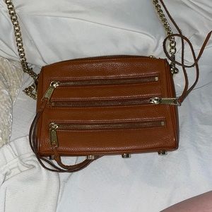 Rebecca mink off tan bag